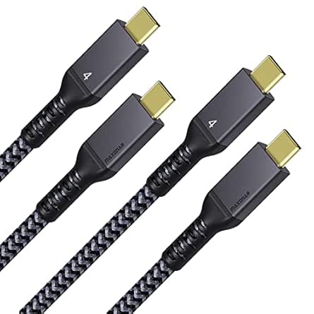 Maxonar [2 Pack 6.6Ft] Thunderbolt 4 Cable, 240W Long Thunderbolt Cable 40Gbps Data Sync and 8K Display for Thunderbolt 4, USB 4,USB C
