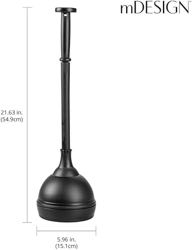 Miniatura 3 de mDesign Hyde Collection - Juego de émbolo de inodoro de plástico con tapa de elevación y bloqueo, soporte de almacenamiento independiente compacto y