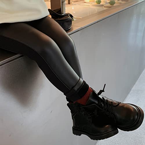 YEAHDOR Baby Girls Faux Leather Leggings Fleece Lined Warm Pants High Waist Stretch Tights Trousers3