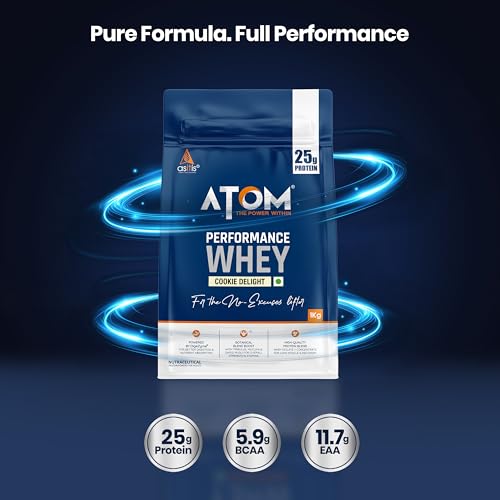 Image of Asitis Nutrition ATOM Performance Whey 1Kg | With Safed Musli & Mucuna Pruriens | For Faster Recovery | Highly Bioavailable | Cookie delight flavor