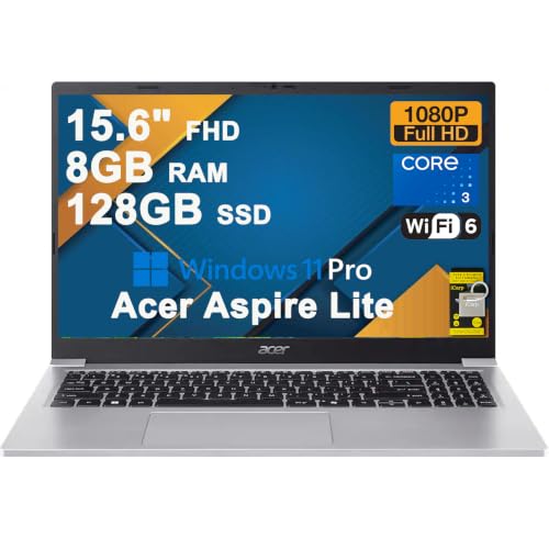 Image of Acer Aspire Lite Business Laptop 15.6" FHD ComfyView Intel 8-core Core 3 N350 8GB RAM 128GB SSD Type-c Long-Lasting Battery Win11Pro ICP Hub