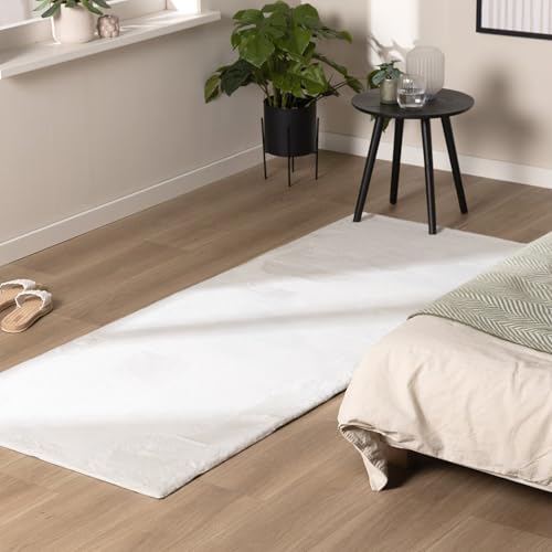 FRAAI | Home & Living Tapis de Couloir Doux à Poils Courts - Cozy Blanc - 80x180cm - Tapis Couloir Long - Pile Courte