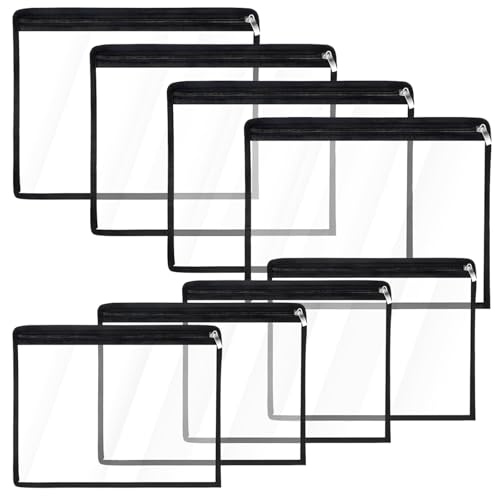 8 Pcs Clear Zipper Pouches, Waterproof PVC Storage Bags, Multi-purpose Travel Bags with Zippers, Transparent, 8.7×10.6