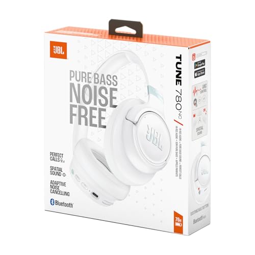 Image of JBL Tune 780NC Wireless Over Ear Headphones with Adaptive Noise Cancellation, Upto 76 Hrs Battery, Smart Ambient, Spatial Sound, Customized EQ, Google Fast Pair, Dual Pairing, BT 6.0 -White