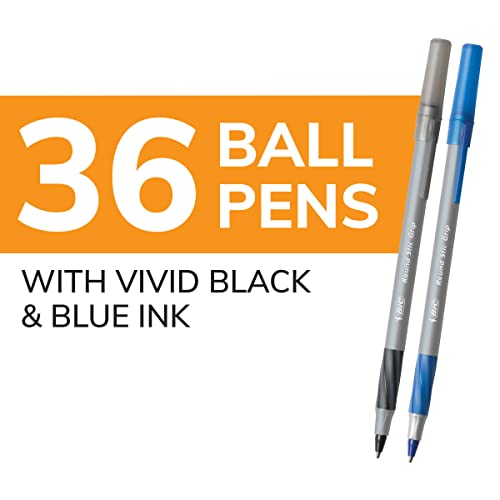 Save 36% on BIC Round Stic Grip Ballpoint Pens, 36-Pack