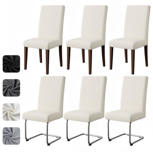 GFCC Housse de Chaise Lot de 6 Extensible Housse Chaise Salle à Manger pour Hôtel Banquet Restaurant Decoration,Pavec Bande Élastique pour Un Ajustement...
