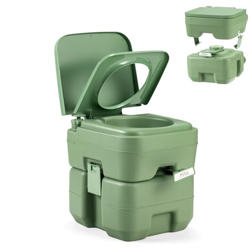 SOARS Toilette Portable 20L, WC Portable avec 2 Réservoirs de Chasse et d'Eau Usées Amovible, Couvercle Anti-Odeurs, Poignée Pratique, Charge Maximale 200...