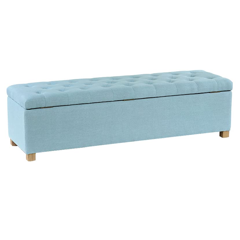 Image of MODERN WAVE Ashlee 50 inch Large Fabric Upholstered Flip Top Storage Bench 3 Seater Sofa Couch Pouffe Sofa Bench Ottoman for Living Room, Bedroom, Office. (Teal)