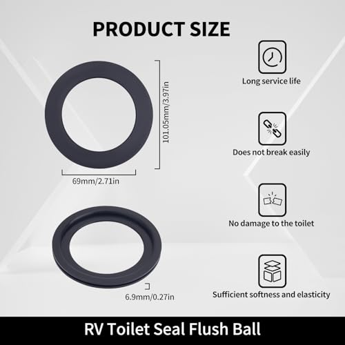 Image of TIANYAN 385311658 RV Toilet Seal Gasket fit Replacement for Dometic 300 310 320 Series Pedal Toilets Flush Ball Seal Gasket Prevent Leakage (2pc)