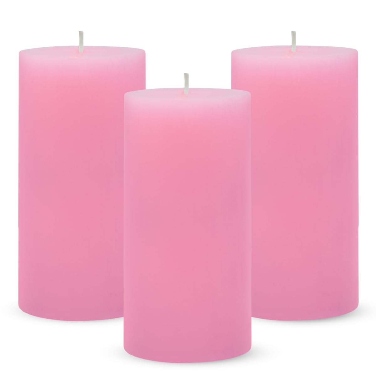 3 Packs 2.8x6 Inch Pink Pillar Candles, Unscented Dripless Large Wax Cylinder Column Candles for Power Outages Emergency Party Backyard Gathering - 70 Hour Burn Time