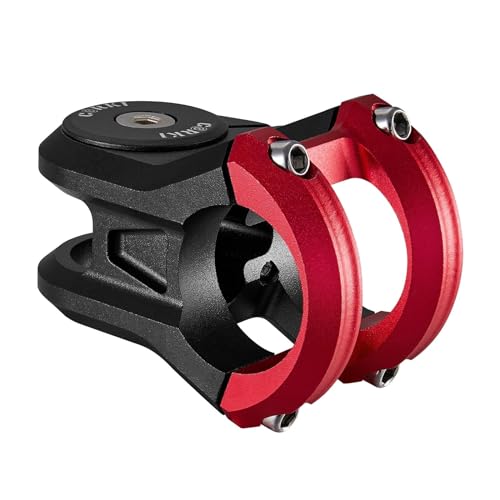 corki Cycles Short Mountain Bike Stem for 31.8mm Handlebar 1-1/8 Steer Tube Length 35mm, 0-Degree Rise Aluminum Alloy for BMX, Freeride (Black+Red)