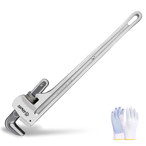 Image of 36 Inch Aluminum Pipe Wrench | Plumbers Wrench, Heavy Duty Plumbing Tools | Forged from High Carbon Steel | Suitable for Water Pipes, Plumbing, Fire Protection Pipe Tools