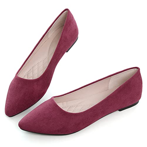 ChaiRong Zhou Women's Classic Simple Pointed Toe Ballet Flats Soft Breathable Slip on Walking Driving Shoes2