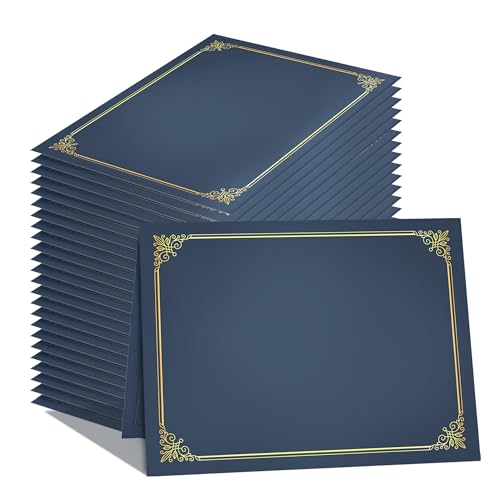 GNL Certificate Holders - 25 Packs Blue Diploma Holders, Certificate Covers with Gold Foil Border, for Letter Size 8.5 x 11 Certificate Paper, Award, Graduation, Documents