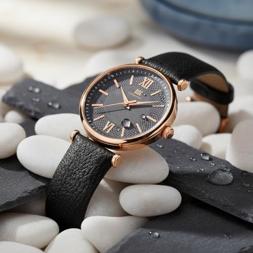 Image of IIK COLLECTION Watches for Women Round Dial |Analogue Quartz Movemnet Ladies Watch|Long Battery Life|Leather Bracelet Strap|Buckle Lock Clasp Safety Watches for Girls