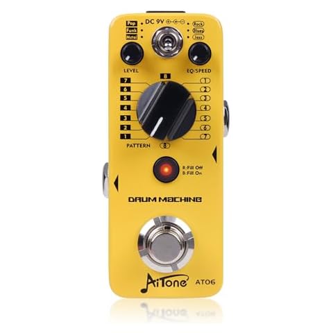AITONE Drum Machine Guitar Pedal with Real-Time Fill Function 48 Drum Grooves 6 Music Styles & Tap Tempo EQ Presets for Electric Guitar (AT-06) Cover