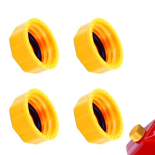 4PCS Universal Gas Can Cap Replacement-Heavy Duty HDPE Coarse Thread Lids with Seal Gasket Fits 1/2.5/3/5/10+ Gallon Plastic & Metal Fuel & Water Storage Cans (Midwest Compatible)