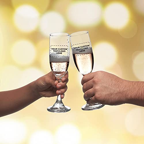 Custom Champagne Flute 6.25 Oz. Set Of 100, Personalized Bulk Pack - Great For Cocktails, Wedding Favors, Bachelorette Party Decorations, Party Favors - Clear #TOP6