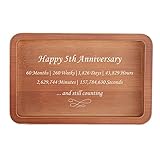 5 Years Anniversary Ring Dish, Wood Wedding Gifts for Wife Husband, 5th Anniversary Gift for Couples, Wood Marriage Gifts for Him Her, 5th Year Wedding Anniversary Gifts Christmas Gift