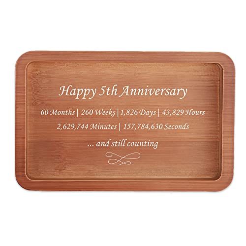 5 Years Anniversary Ring Dish, Wood Wedding Gifts for Wife Husband, 5th Anniversary Gift for Couples, Wood Marriage Gifts for Him Her, 5th Year Wedding Anniversary Gifts Christmas Gift