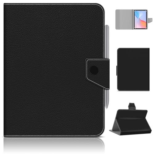 DETUOSI Universal 8.0 inch Tablet Case, 8.7 inch Tablet Cover, Travel Portable Protective Folio PU Leather Stand Shell Case【with 4 Fixed Rings】for All Kinds of 8.0-8.7 inch Android/iOS/Windows Tablets