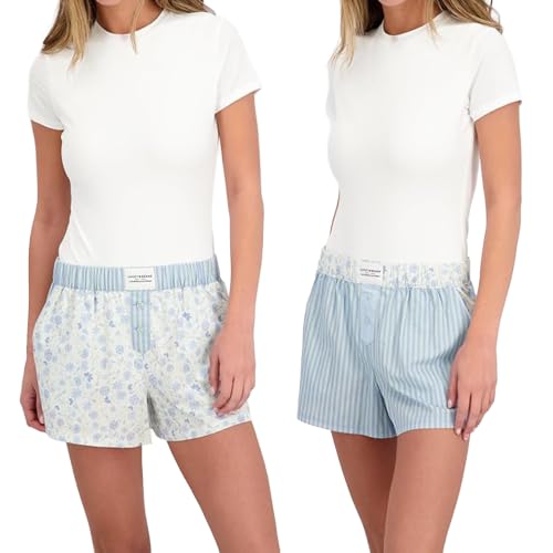 Image of Lucky Brand Women's Pajama Bottoms - Ultra-Soft 2 Pack Sleep and Lounge Sweat Shorts, Cortos de Pijama para Mujer