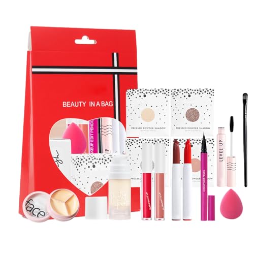 14 Piezas Set de Juego de Maquillaje, Kit de Maquillaje con Caja de Regalo, Set de Cosméticos Todo en Uno, Estuches de Maquillaje Completo para Principiantes, Set de Belleza para Rostro/Ojos/Labios