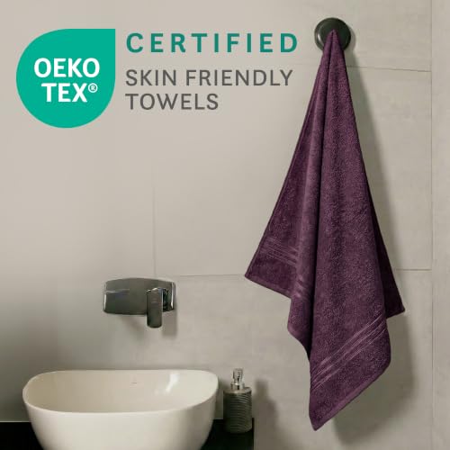 Image of MYTRIDENT Bath Towel | Comfort Living | Quick Drying | Travel Friendly | for Men /Women | 1 Piece Large Size | 100% Cotton 400 GSM | 70cms x 140cms - Black Currant