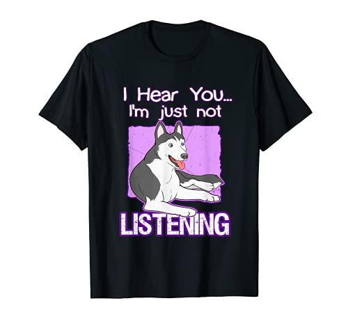 Womens Siberian Husky Dog Not Listing T-Shirt, Black