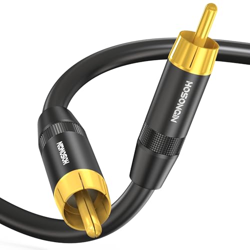 HOSONGIN RCA Subwoofer Cable 10FT, RCA Male to Male Digital Coaxial Audio Cable for Home Theater, Soundbars, Subwoofers, Speakers, Audio Devices