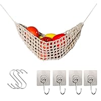 Sprießen Obst-HäNgematte,Obst Und GemüSe,Frucht GemüSe HäNgematte 68cm,Handgewebt Makramee HäNgen,Mit 4 Haken 2 S-Aufbewahrungshaken,Obstkorb,Platzsparender Organizer FüR KüChe Zuhause Wohnmobile
