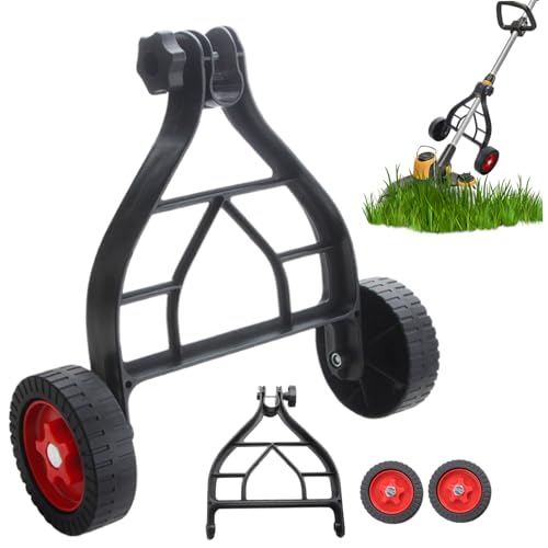 Walk Behind String Trimmer, Support Wheels for Trimmer Adjustable Lawn Mower Wheels for 25mm-28mm Trimmer Rod Easy Push Auxiliary Wheel for Walk Behind String Trimmer Attachment Lawn Mower Accessori