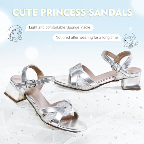 Image of Girls Sandals Low Heels Girl Dress Shoes Open Toe Flower Girl Wedding Party for Toddler Little Big Kid