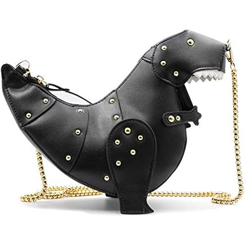 QiMing Dinosaur Shoulder Purses,PU Rivet Tyrannosaurus Rex CrossBody Bag for Girl Women(Black) Cover