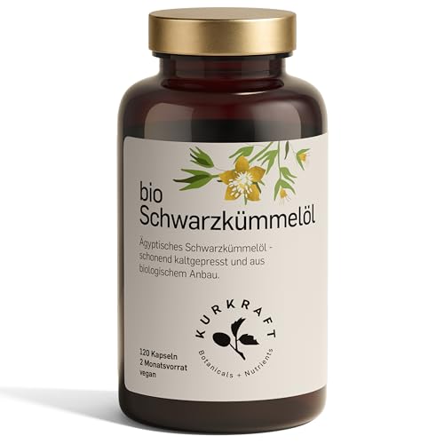 Kurkraft® Bio Schwarzkümmelöl - 2 Monate - 1000mg pro Tagesdosis - 500mg Linolsäure - vegane Kapseln - - ägyptisch - kaltgepresst - natürlich produziert in Deutschland