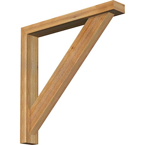Ekena Millwork BKT0402X28X28TRA05RWR Traditional Block Bracket w/Offset Brace, Western Red Cedar