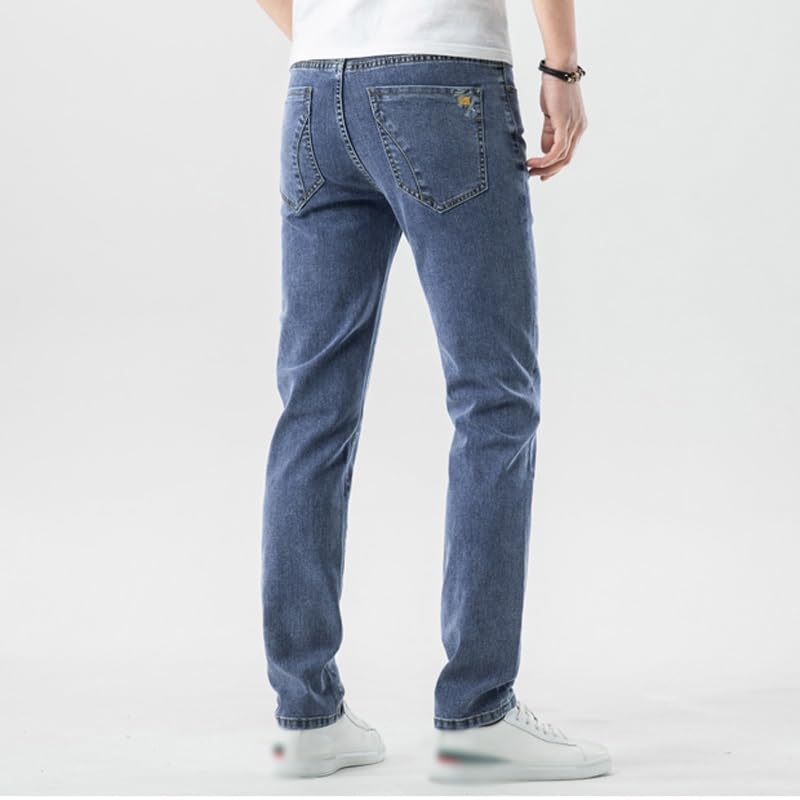 Men's Slim Straight Leg Vintage Business Jeans Cotton Stretch Pants4