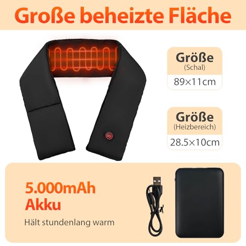 AROMA SEASON Beheizbarer Schal mit 8h Akkulaufzeit und großer Heizfläche | Heizschal mit bequemen Polarfleece | Elektrischer Nackenwärmer