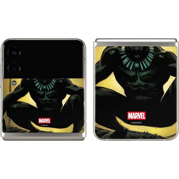 Skinit Decal Phone Skin Compatible with Galaxy Z Flip3 5G - Officially Licensed Marvel Black Panther TChalla King of Wakanda Design