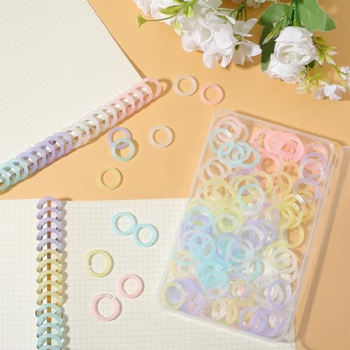 GORGECRAFT 150Pcs 5 Colors Binder Rings 1.45cm Plastic Loose Leaf Binder Rings Multi-Color Flexible Book Key Rings for Cards School Office Document Stack Home Scrapbook Notebook Keychain - Image 4