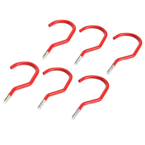 Dtacke Bicycle Rack Wall Hook Wall Mount Tool Holder U-Hooks for Home Organizer Garden Tools Shovels Rake Stroller Ladder 6 Pack (Red)