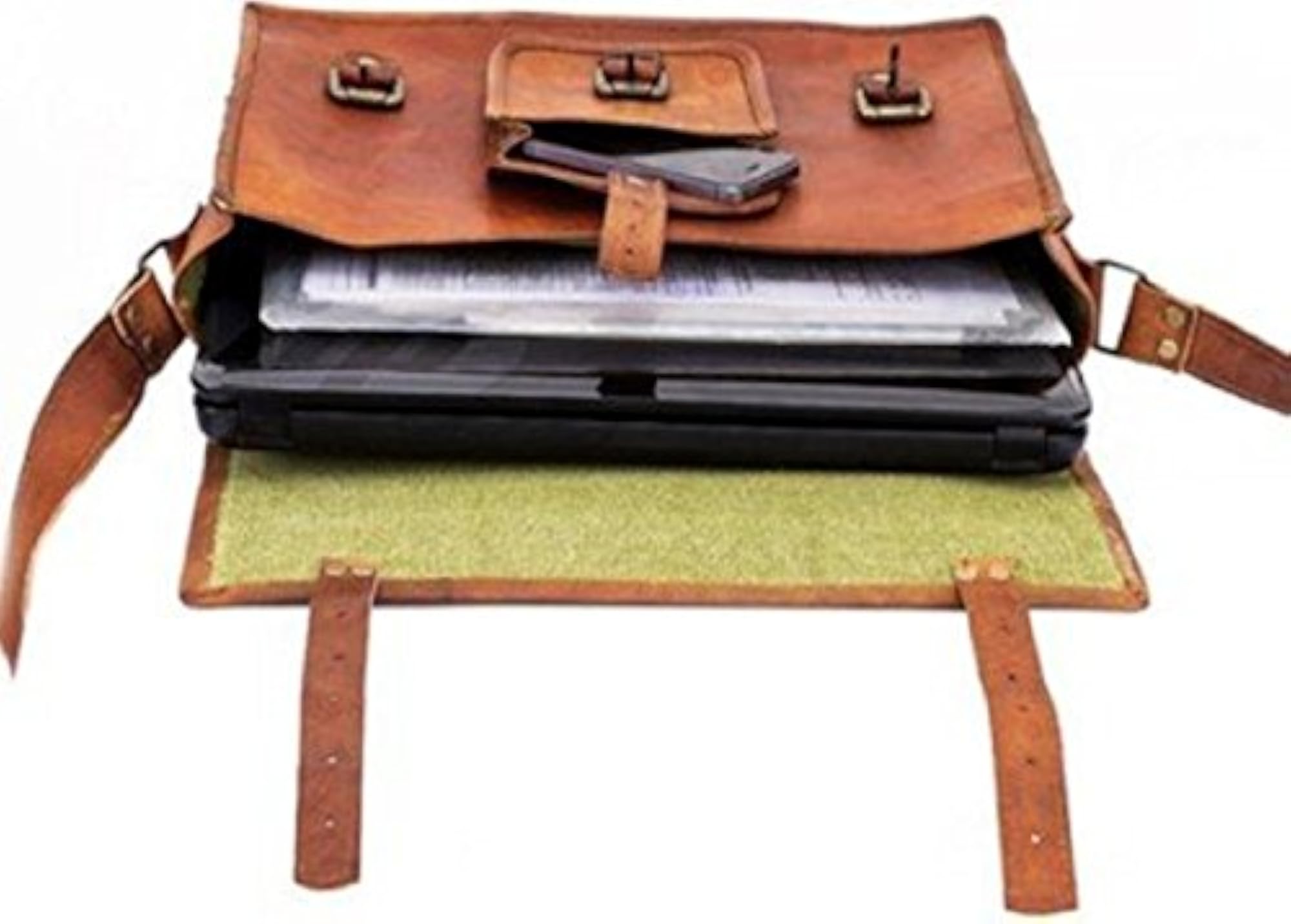 Brown Leather Laptop Satchel Messenger Bag