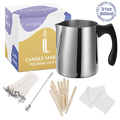 Candle Making Kit, Stainless Steel Pouring Pot, No Burn Handle, Arts and Craft