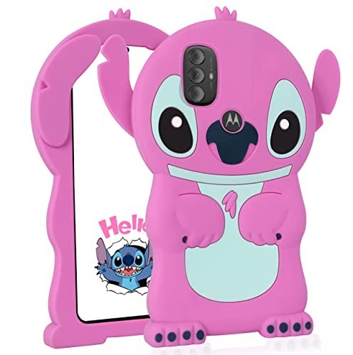 Lupct Pink Silicone Case For Motorola Moto G Pure/Power 2022 3D Cartoon Animal Cute Funny Soft Cases Kawaii Character Cover, Fun Cool Shell For Kids Teens Girls Boys For Moto G Pure/Power 2022 #TOP6