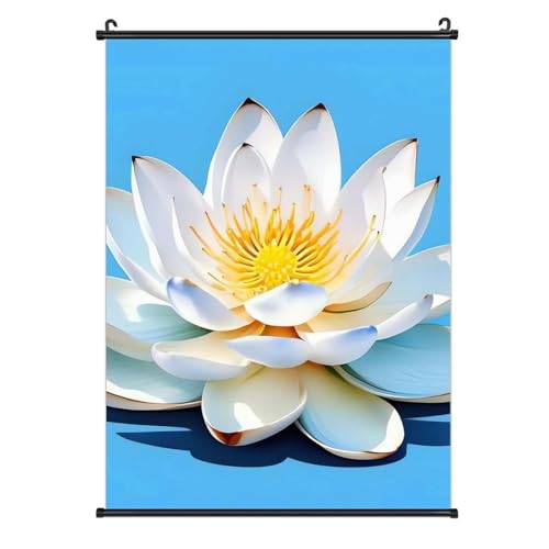 Toile Lotus asiatique 40,6x61 cm suspendue dans un salon moderne pour creer une ambiance zen