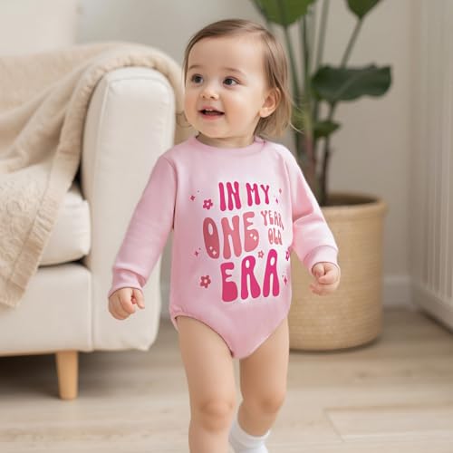 Bagilaanoe First Birthday Outfit Baby Girl In My One Year Old Era Long Sleeve Romper Sweatshirt Bodysuit Pullover2