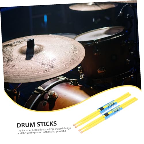 2 pares de baquetas de madera de arce, amarillas, para percusión, herramienta ligera para batería con agarre antideslizante y superficie lisa, ideal para principiantes y amantes de la música miniatura 3