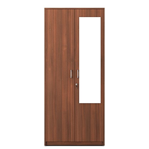 Image of Spacewood Value Wardrobe | 3 Year Warranty | Almirah, Cupboard, Almari, 2 Door Wardrobe with Mirror, 1 Drawer (1 Lock Drawer) and 1 Hanging Space|Engineered Wood| Walnut Rigato