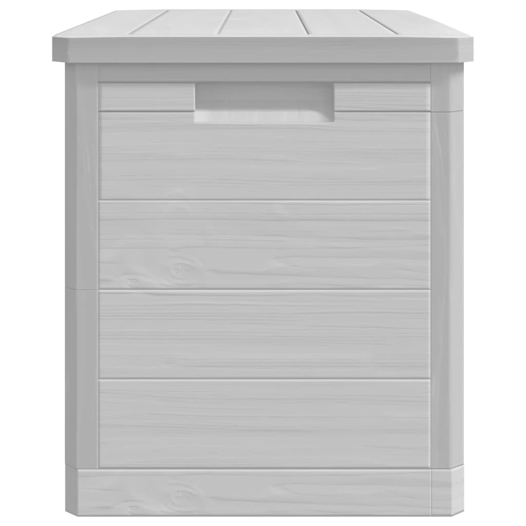 Outdoor-Kissenbox Grau 77,5x44,5x53 cm Polypropylen Aufbewahrungsbox mit abschließbarem Deckel und Holzoptik für Garten Terrasse Lagerung