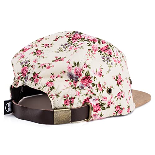 Image of Blackskies 5-Panel Cap with Floral Pattern Unisex Baseball Cap